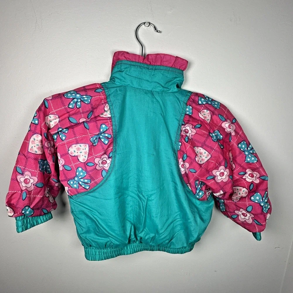 Vintage London Fog Medium Baby Jacket Medium Pink Green Retro Zip Colorful
